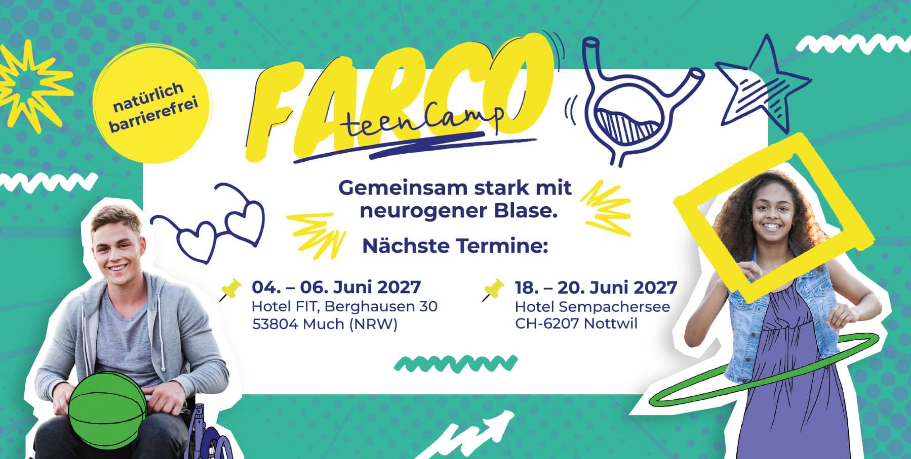 FARCOteenCamp Flyer Titelseite mit nächsten Terminen